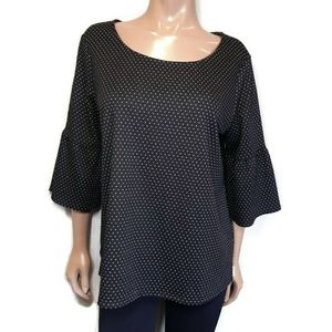 REITMANS Dotted Bell Sleeve Boxy Boat Neck Top